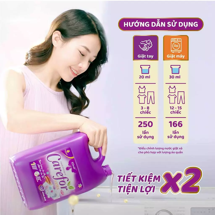  Nước Giặt Xả 6in1 Carefor 5L Hương Hoa Hồng, Hoa Lan, Nước Hoa Lưu Hương Lâu Sạch Sâu Vết Bẩn 