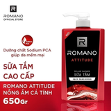  Sữa tắm Romano hương nước hoa Classic/ Attitude/ Force/ Gentleman 650g/chai - 4 mùi hương 