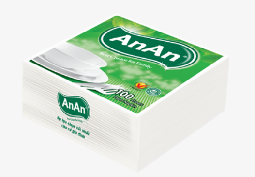  Khăn ăn AnAn 1 lớp 100 tờ 330 x 330mm 