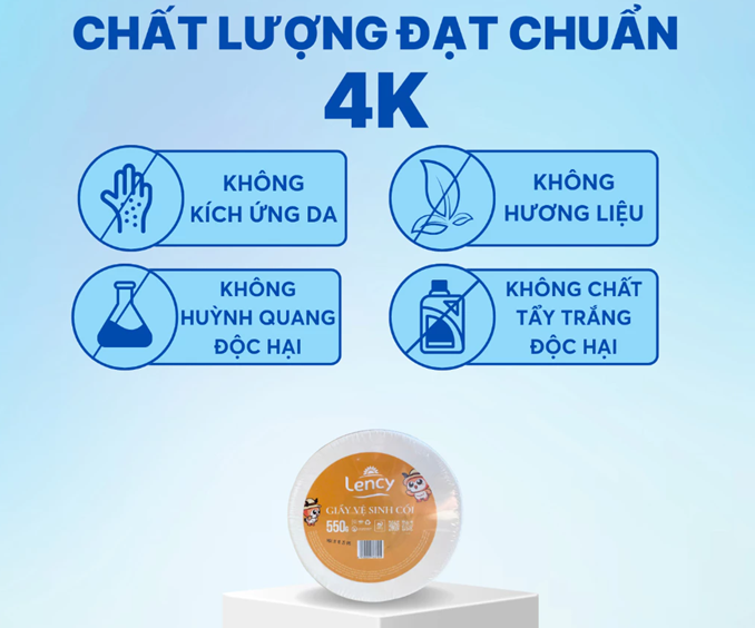 Giấy Vệ Sinh Cuộn Lớn Công Nghiệp Lency - Elene 550 Gram - 2 Lớp, Mềm Mịn, Có Lõi 