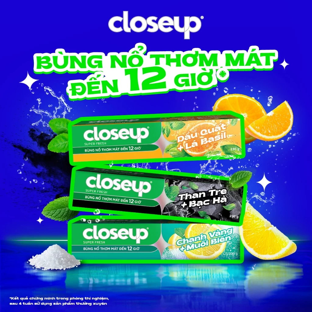  Kem Đánh Răng Closeup Trắng Răng Thơm Mát thành phần Thiên Nhiên 230g 