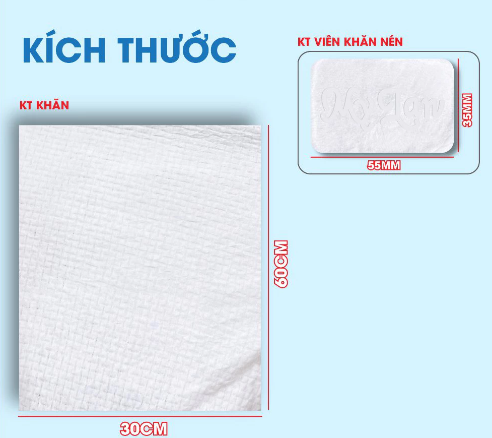  Khăn Nén MyLan Cao Cấp Tiện Lợi Đi Du Lịch Nhà Hàng Khách Sạn Dùng 1 Lần Size 30x60cm 15 Cái/túi 