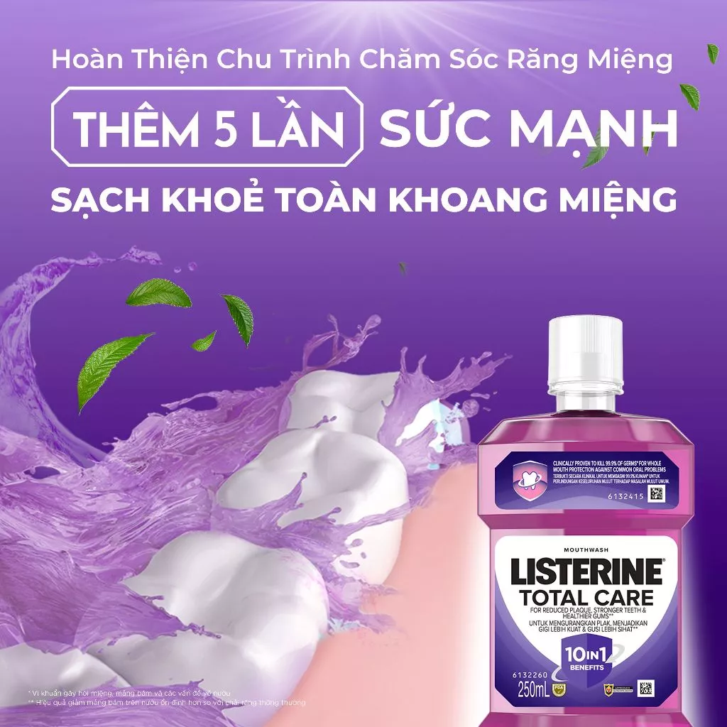  Nước súc miệng chăm sóc toàn diện Listerine Total Care Mouthwash 250ml 