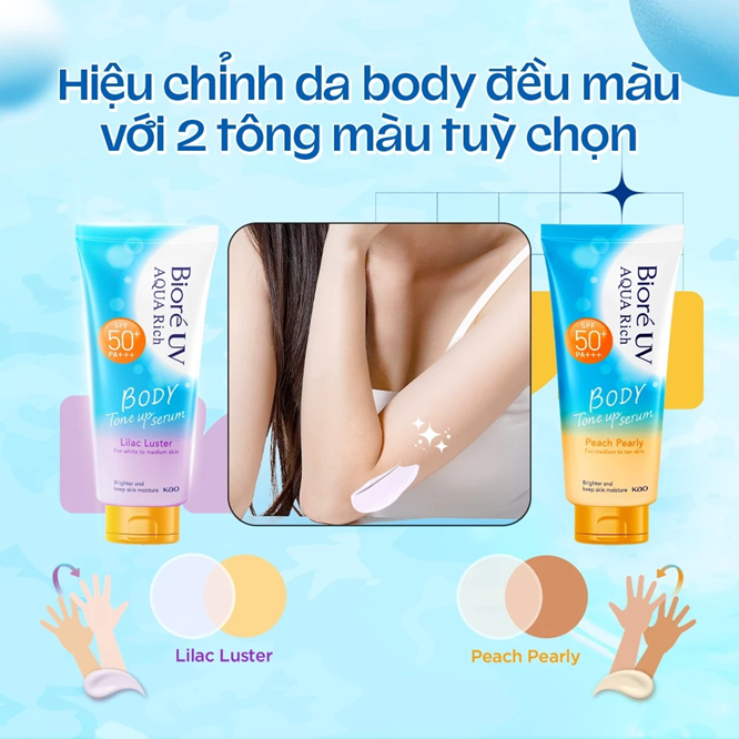 Biore UV Aqua Rich Serum Chống Nắng Dưỡng Thể Nâng Tông Lilac Luster 130ml 
