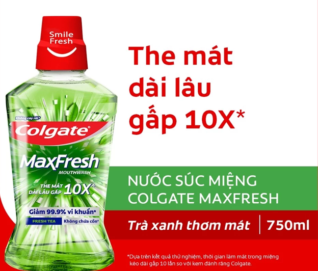  Nước súc miệng Colgate Maxfresh the mát dài lâu gấp 10X - diệt 99,9% vi khuẩn - 750ML 