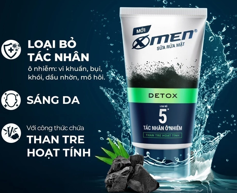  Sữa Rửa Mặt XMen 100g Dành Cho Nam Giới - Detox, Sáng Da, Ngừa Mụn, Sạch Sâu, Kiểm Soát Nhờn 