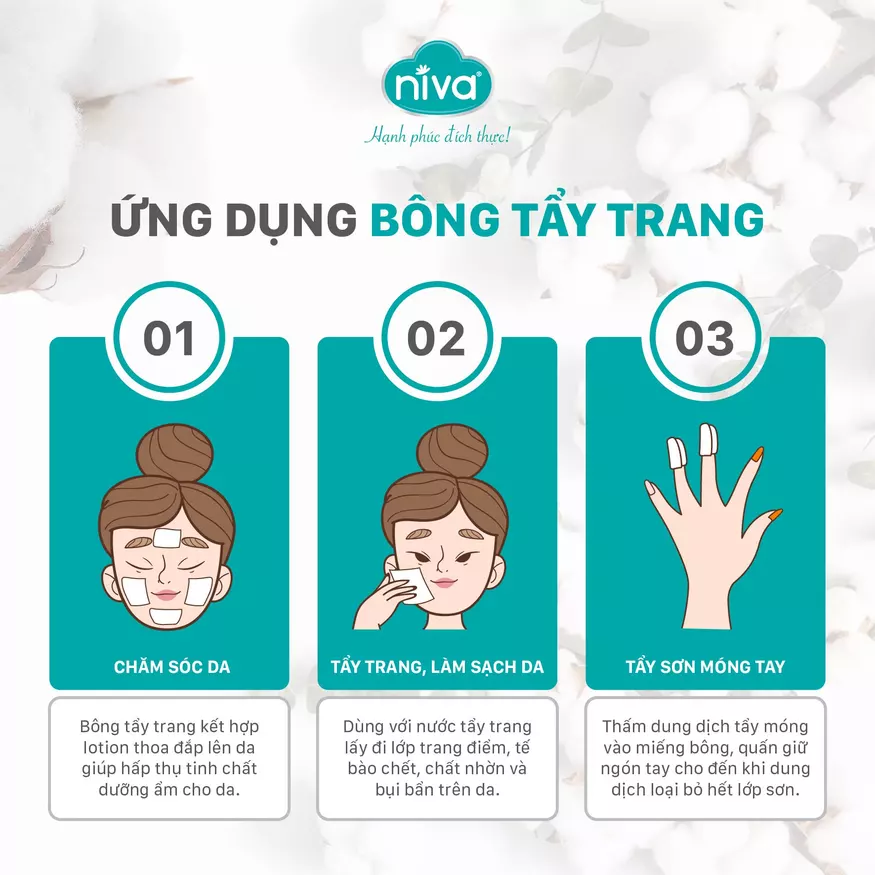  BÔNG TẨY TRANG NIVA CT3 TÚI 120 MIẾNG 