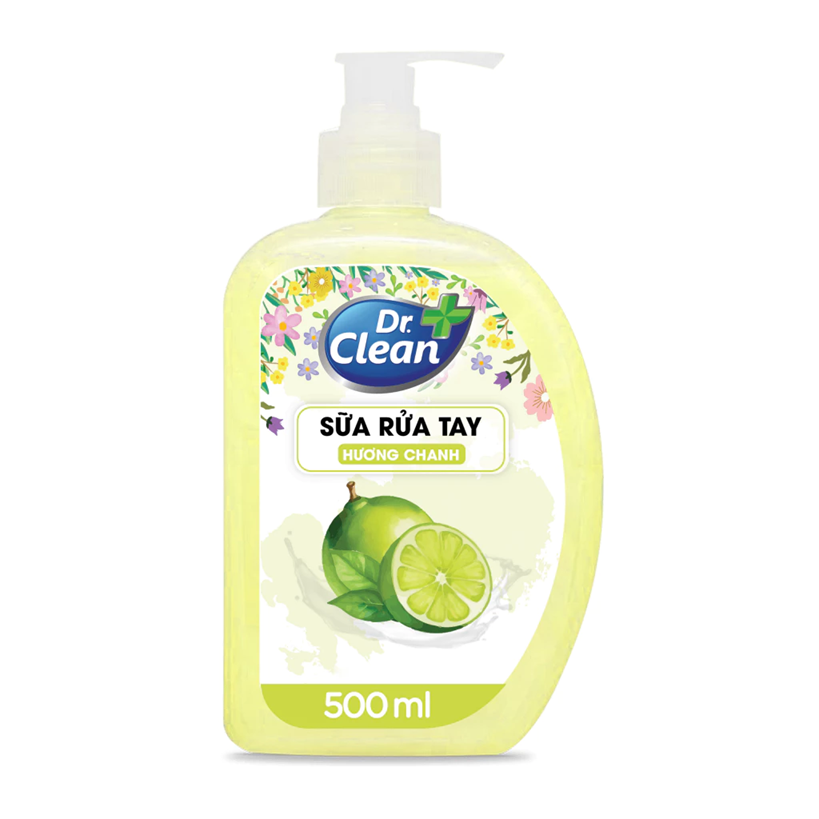  Sữa rửa tay Dr.Clean sạch khuẩn mềm dịu da tay hương trái cây thanh mát 500ml 