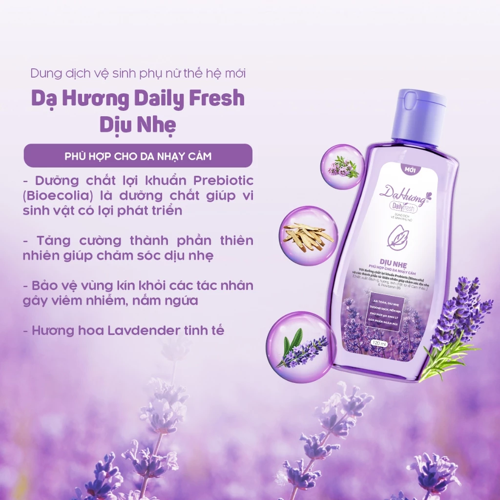  Dung dịch vệ sinh phụ nữ Dạ Hương Daily Fresh Dịu nhẹ hộp 120ml 