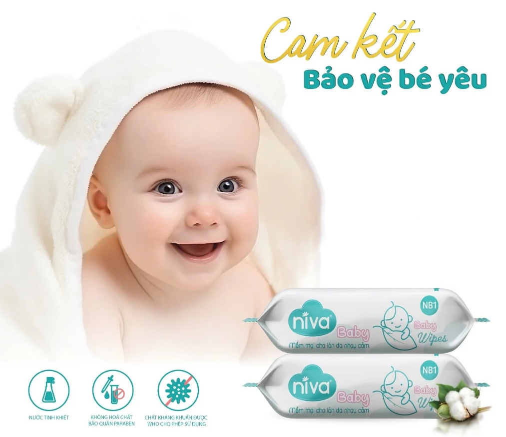  Khăn Ướt Không Mùi Cho Bé Niva Baby NB1 – 80 Tờ/Gói, Không Cồn, Dịu Nhẹ, An Toàn 