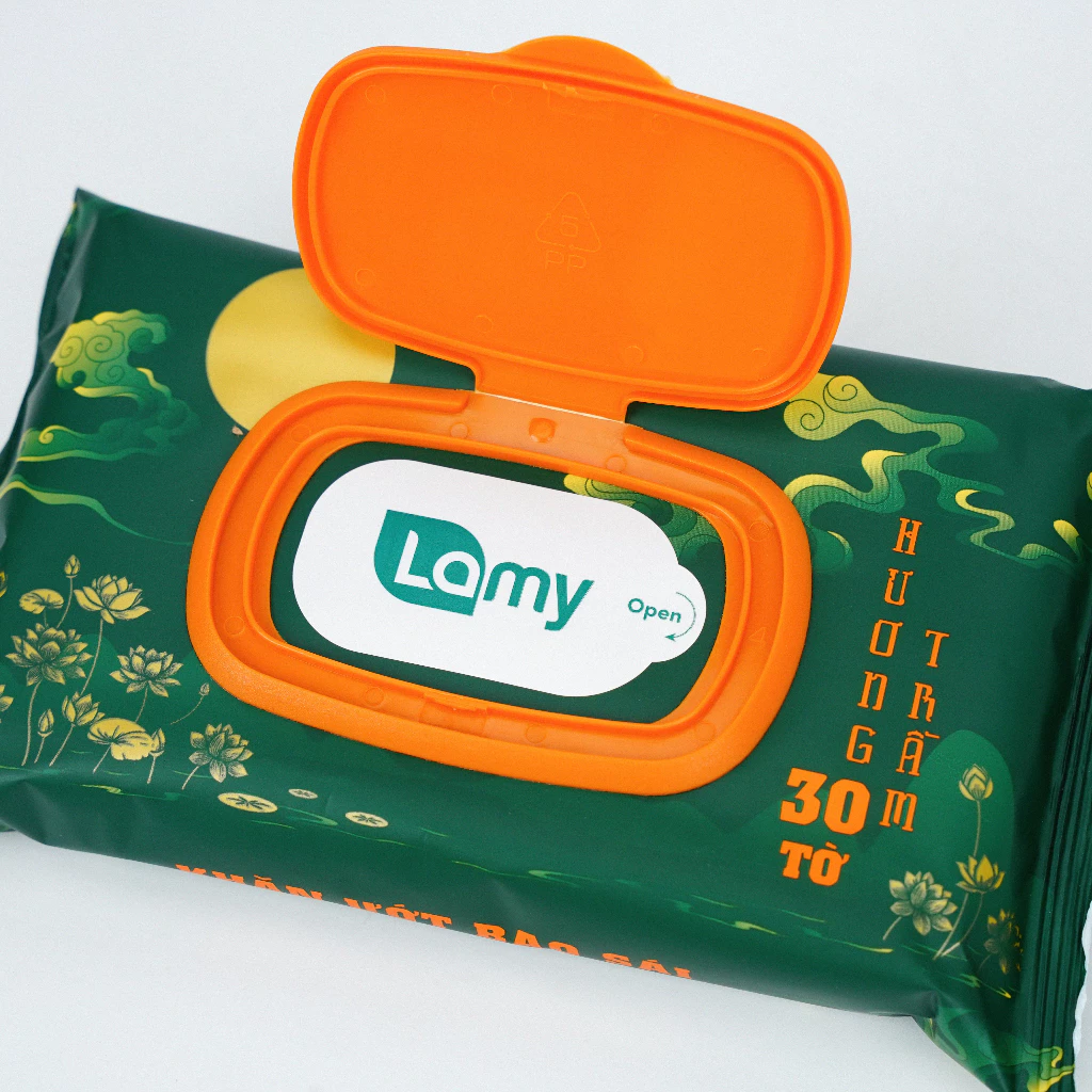  Khăn ướt bao sái lau bàn thờ Lamy gói 30 tờ Hương Trầm 
