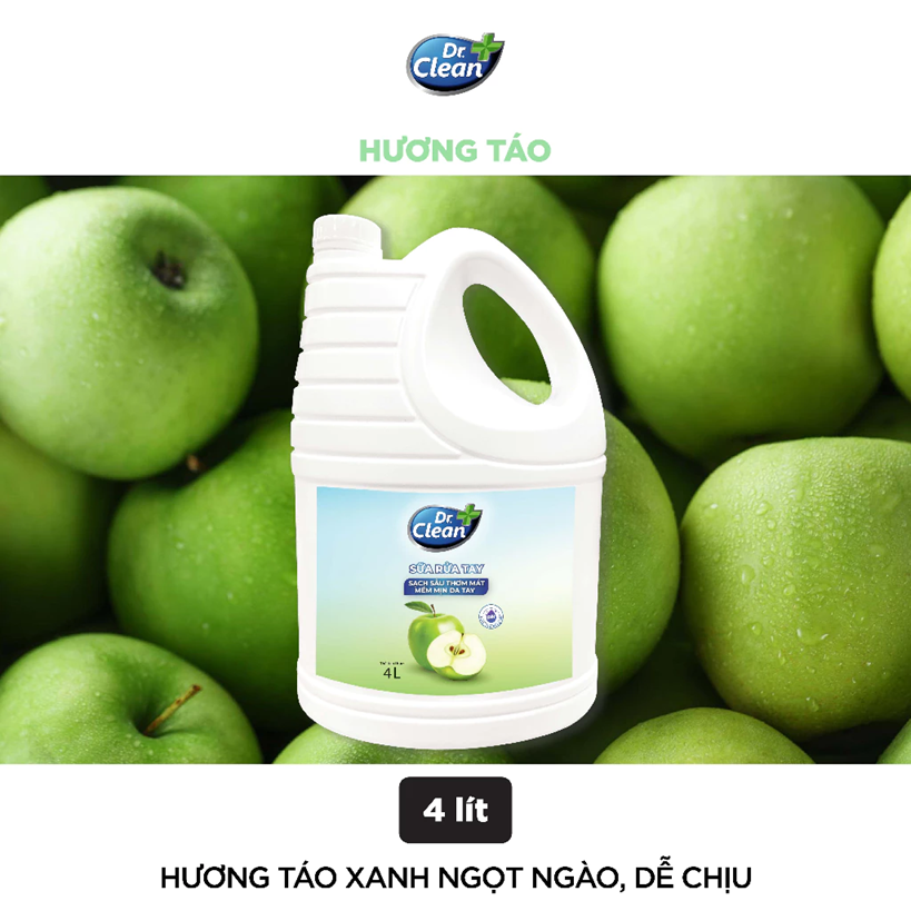  Sữa Rửa Tay Dr.Clean 4 Kg – Dịu Nhẹ & Dưỡng Ẩm Da Tay - Mùi Hương Thơm Mát 