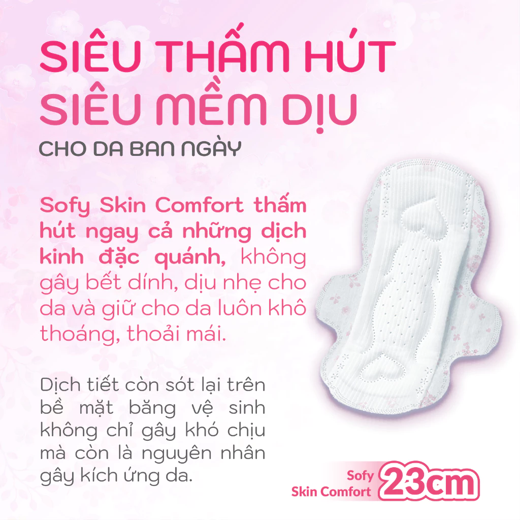  Băng vệ sinh Sofy Skin Comfort siêu êm thoáng mỏng cánh 20 miếng 23cm 