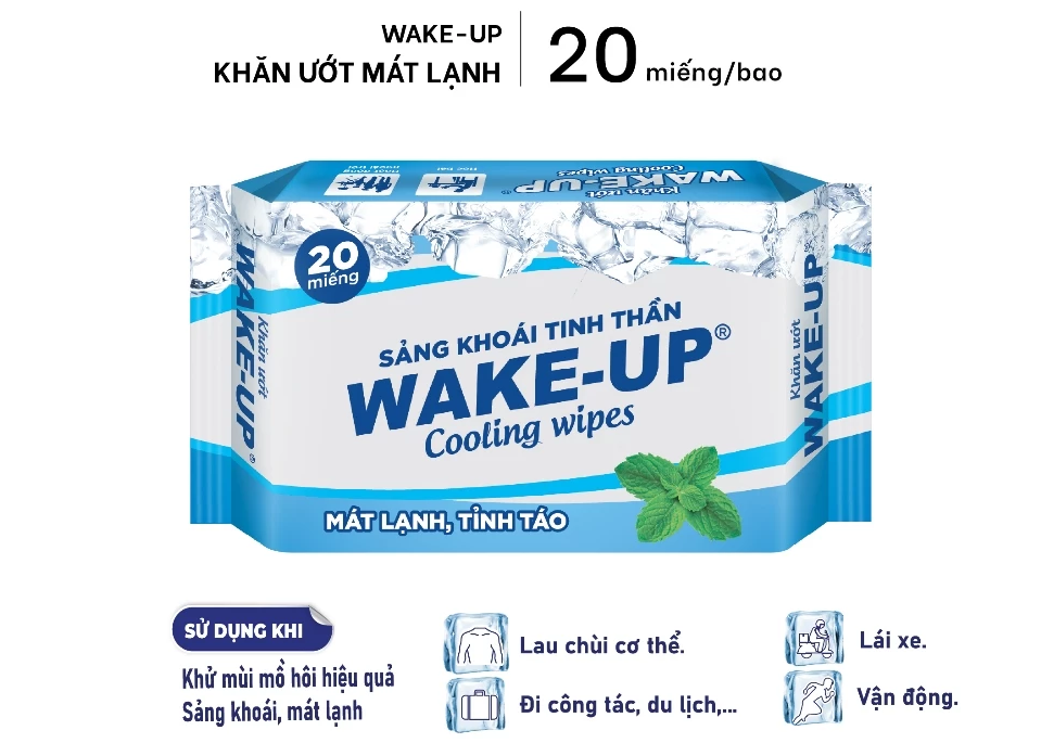  Khăn Ướt Mát Lạnh WAKE-UP 20 Miếng/Bao 