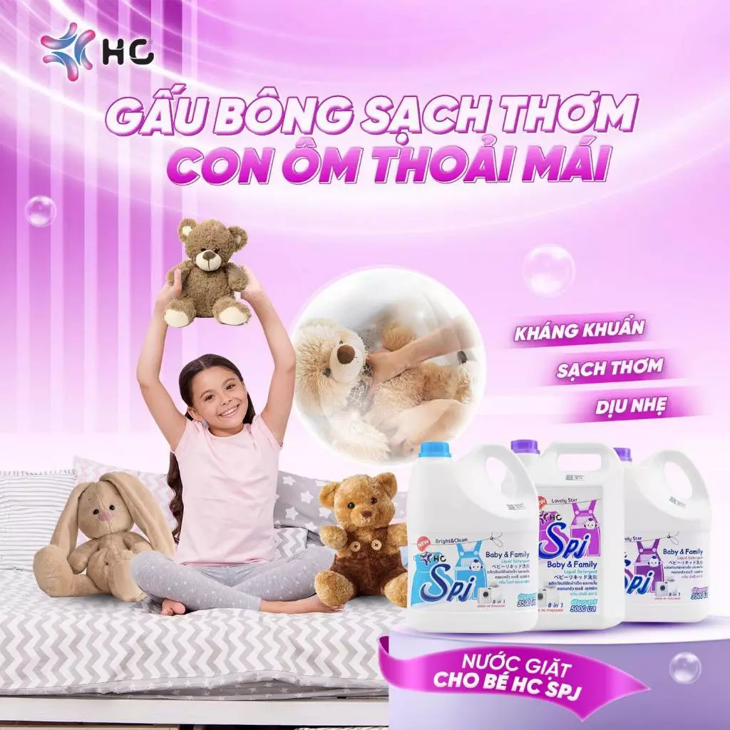  Nước Giặt Xả HC SPJ BABY 8 in 1 Dành Cho Trẻ Nhỏ - Dịu Nhẹ, Thơm Ngọt, An Toàn Cho Làn Da Bé Yêu 