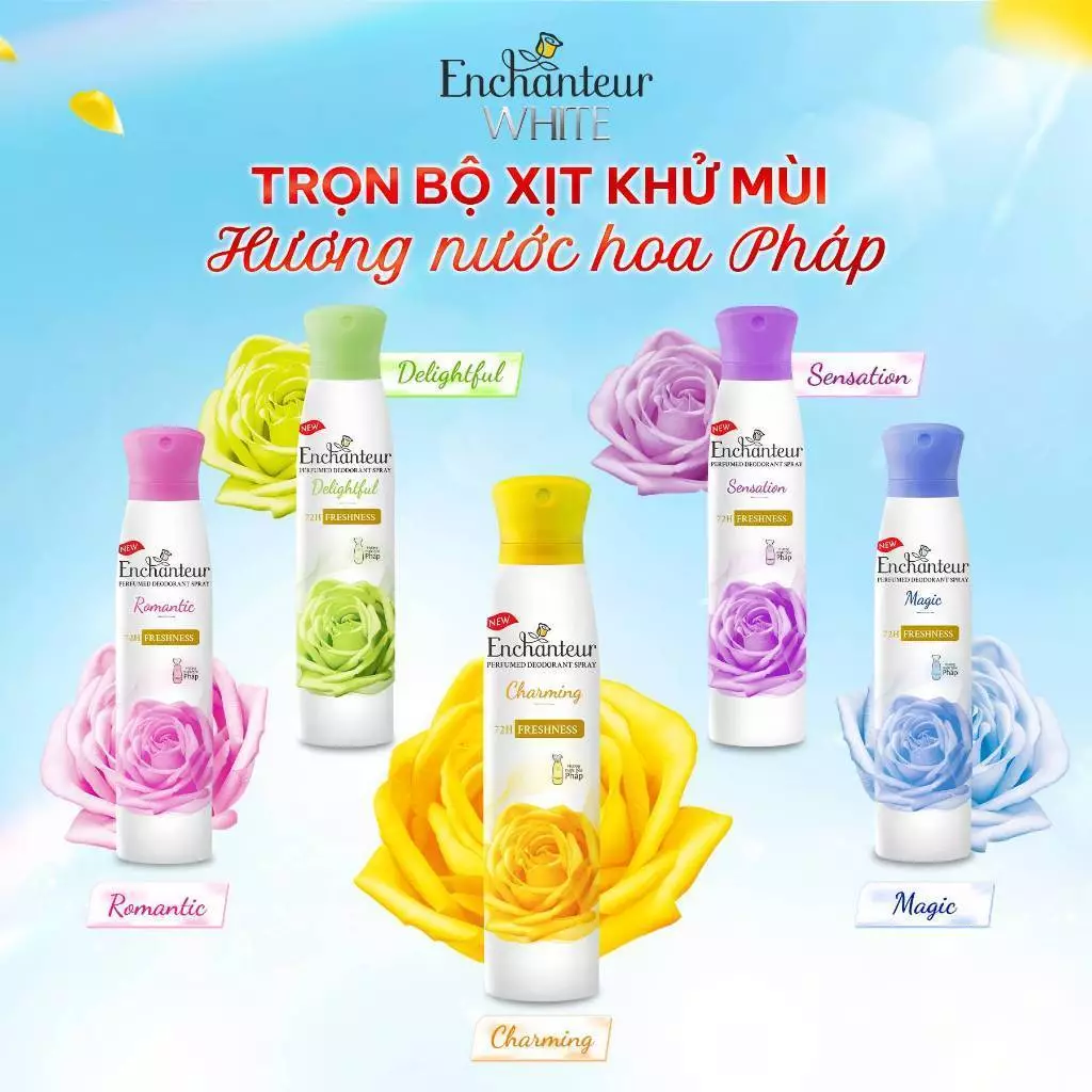  Xịt khử mùi Enchanteur khô thoáng 72 giờ cảm giác tươi mát sảng khoái lâu dài 150ml 