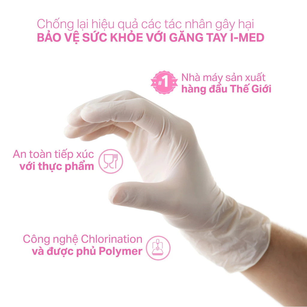  Găng tay y tế Imed Latex Không Bột 4.8g 100 chiếc/hộp 