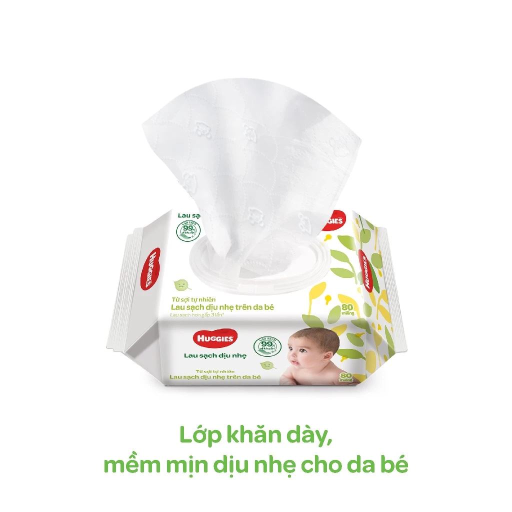  Khăn ướt Huggies không mùi (80 miếng/gói) 