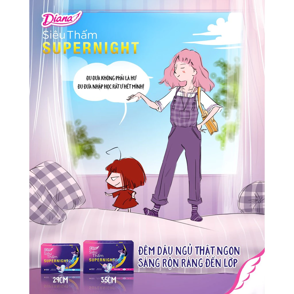  Băng vệ sinh ban đêm Diana siêu thấm Supernight 35cm gói 12 miếng 