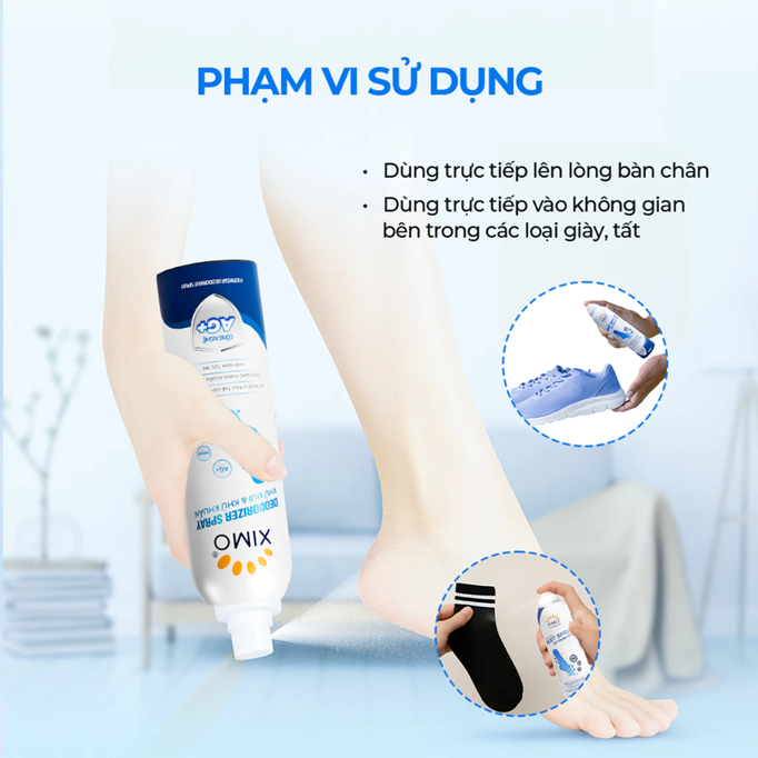  Bình xịt ngăn mùi hôi chân XIMO Feet Spray Xịt khử mùi thơm chân hạn chế vi khuẩn và lưu giữ mùi hương cho lòng bàn chân 