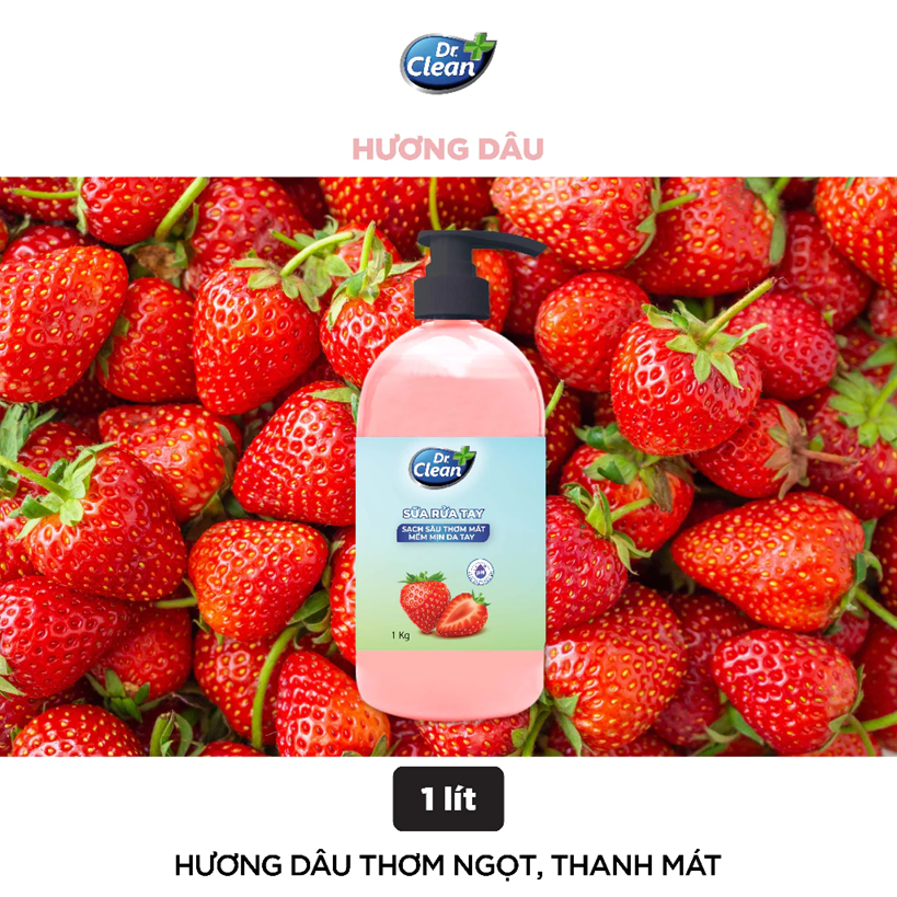  Sữa Rửa Tay Dr.Clean 1L – Dưỡng Ẩm & Lưu Hương Trái Cây Tự Nhiên 