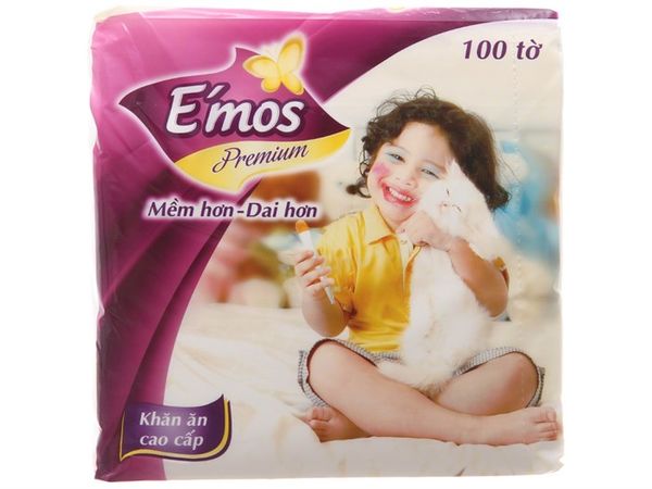  Khăn ăn E’Mos Premium 33 x 33cm 1L – 100 miếng 