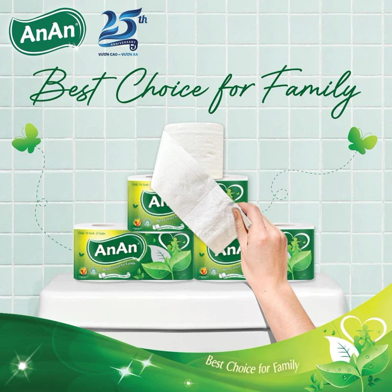  Giấy vệ sinh An An 2 lớp lốc 10 cuộn 