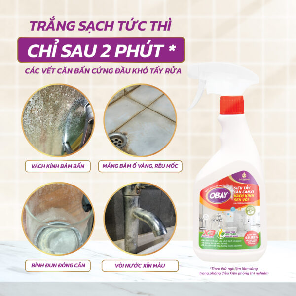  Siêu tẩy cặn Canxi Obay 450ml ( tẩy vách kính, sen vòi, lavabo, chậu rửa bát…) 