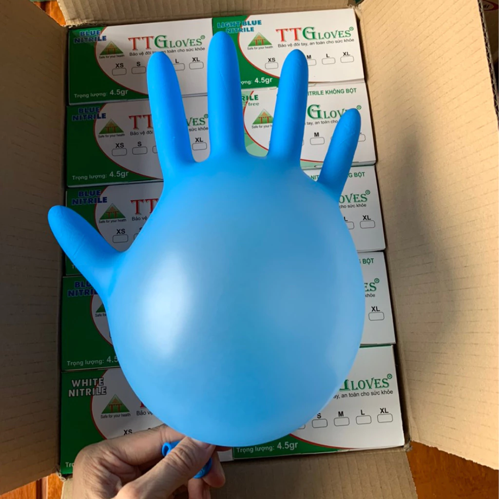  Bao Tay Nitrile TTGLOVES Chuyên Dụng Bóc Mủ Cao Su, Lột Mít, Hành Tỏi (Hộp 100 Chiếc) 