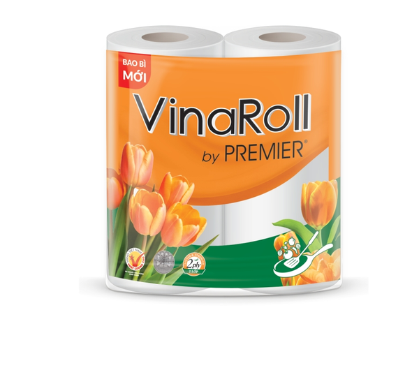  Khăn giấy bếp PREMIER VinaRoll, 2 lớp – 100% bột giấy nguyên sinh, không chất tẩy, 2 cuộn/lốc 