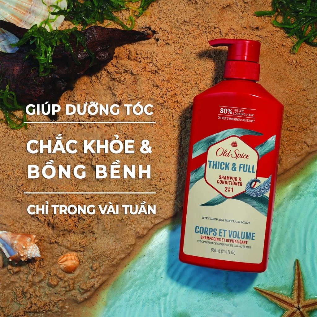  Dầu Gội Xả 2in1 OLD SPICE 650ml tiện lợi, sạch sâu, dưỡng tóc nam dày khỏe, giảm khô xơ, phồng hơn +80% - Mỹ 