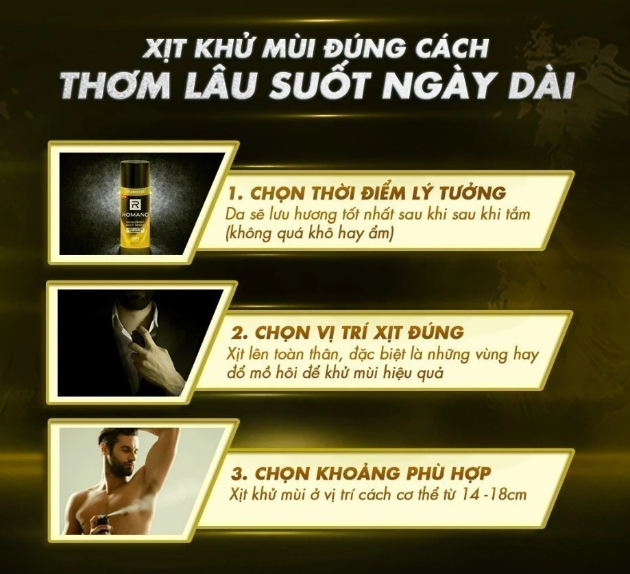  Xịt khử mùi cho nam toàn thân ngăn mồ hôi và mùi cơ thể Romano 150ml / 195ml 