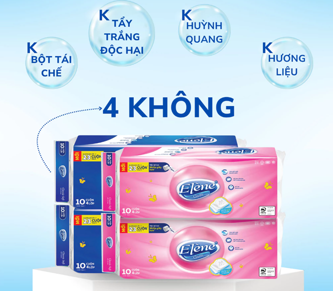  Giấy Vệ Sinh Elene 10 Cuộn 4 Lớp Cao Cấp, Mềm Mịn, An Toàn, Tan Ngay Trong Nước (Có Lõi/Không Lõi) 
