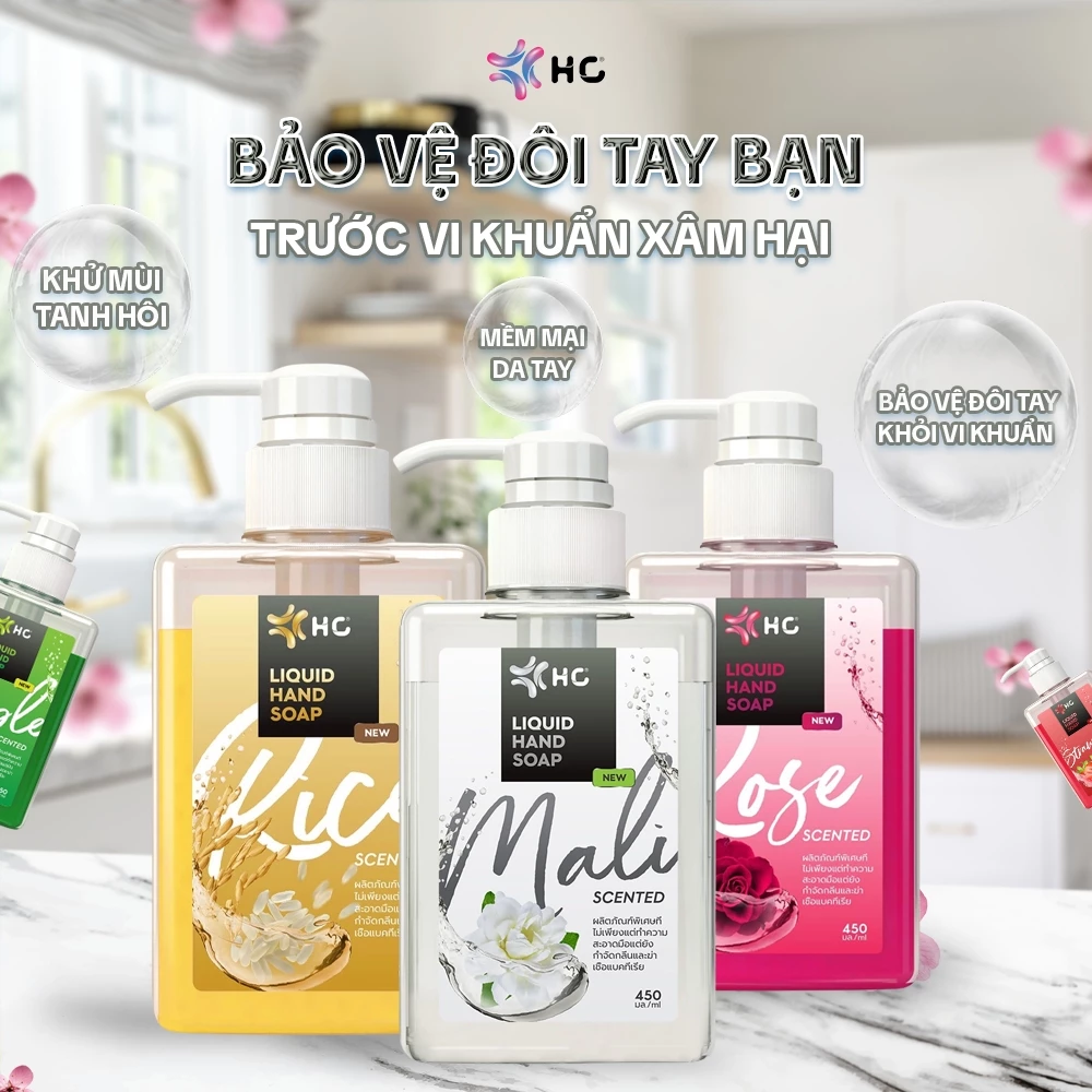 Nước Rửa Tay Kháng Khuẩn HC FOR Thái Lan Siêu Sạch, Nhiều Mùi Hương, Bảo Vệ Da Tay - Chai 450ml 