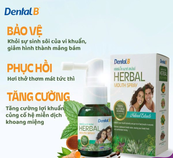  Xịt thơm miệng thảo dược Dental B Thái Lan 25ml 