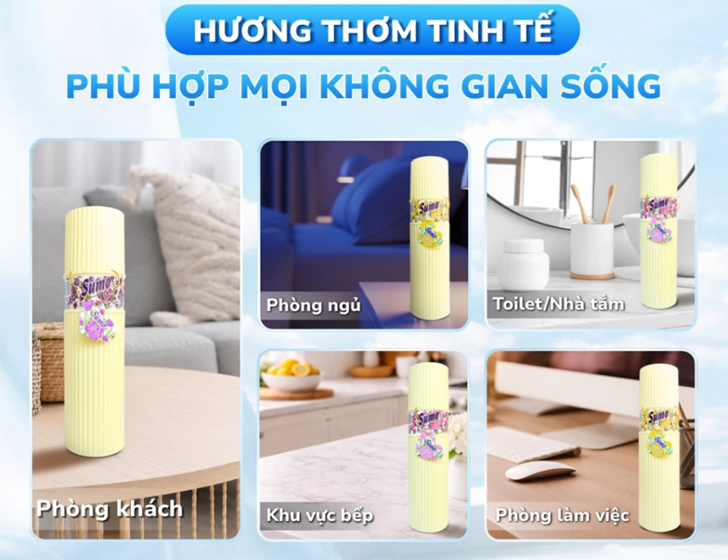  Nước Hoa Xịt Phòng Sumo 400ml 3 Mùi Hương Cao Cấp, Lan Toả Hương Thơm 