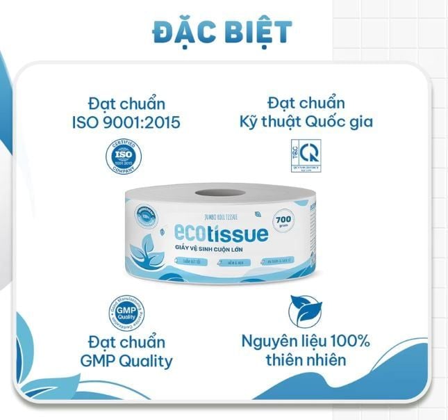  Giấy vệ sinh giấy cuộn cao cấp Ecotissue cuộn lớn 700gr tiết kiệm mềm mịn dai thấm hút tốt 