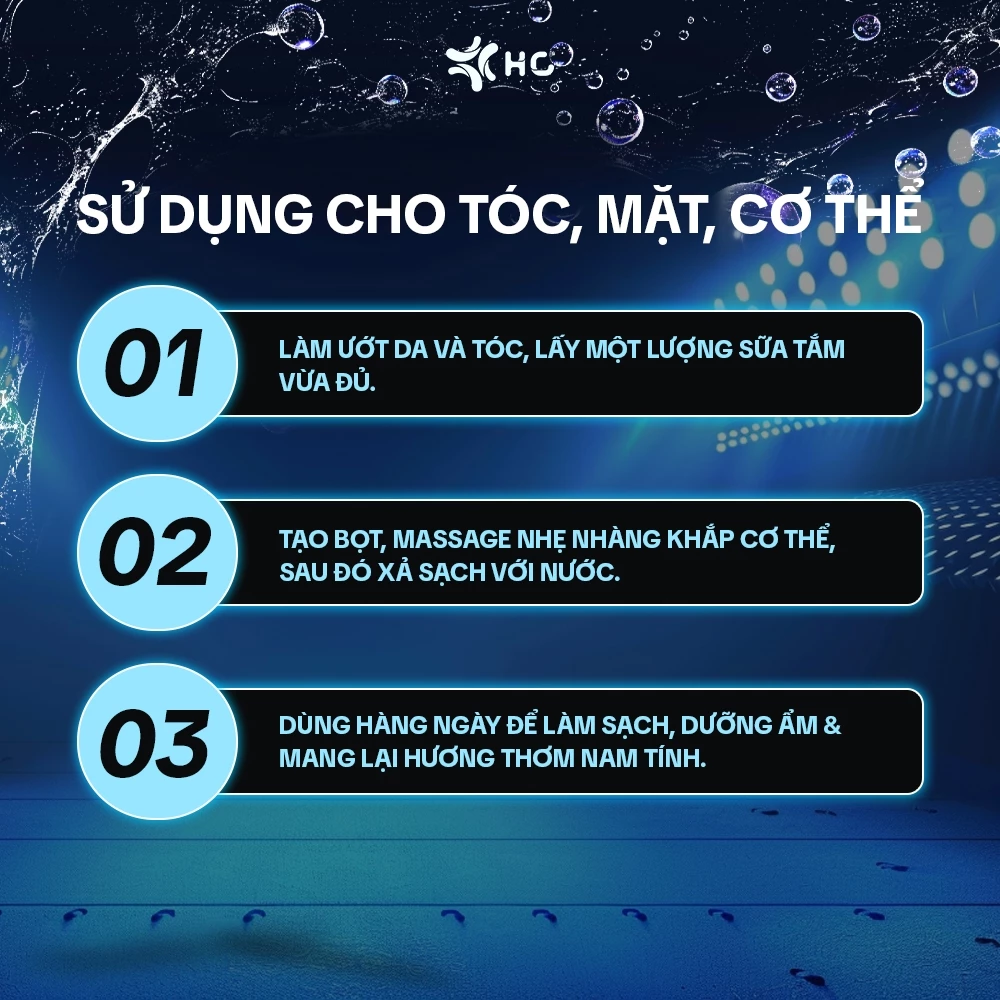  Sữa Tắm Gội Dưỡng Thể HC For Men 3 in 1 Chai 1000ml - Hương Nước Hoa, Chăm sóc sức khỏe nam giới 