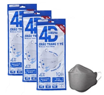 Khẩu trang 4 lớp FAMAPRO 4D túi 10 cái tiêu chuẩn 