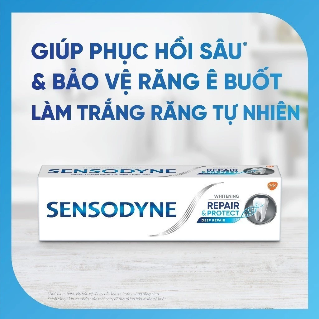 Kem đánh răng SENSODYNE Repair & Protect Deep Repair Whitening 100g phục hồi, bảo vệ răng ê buốt và làm trắng răng 