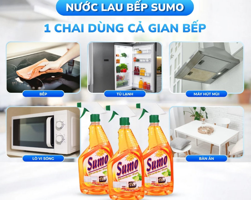  Nước Lau Bếp Và Tủ Lạnh SUMO 850ml Lau Bàn Ăn, Tủ Lạnh, Nước Lau Bếp Ngăn Ngừa Kiến 