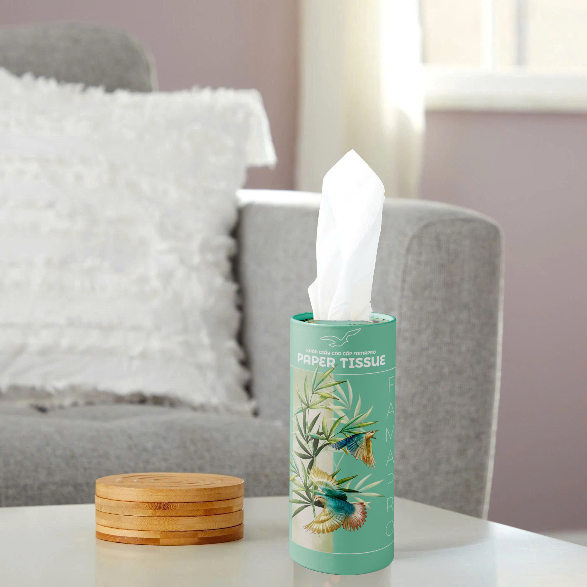  Khăn giấy cao cấp Famapro Paper Tissue (Hình trụ) 