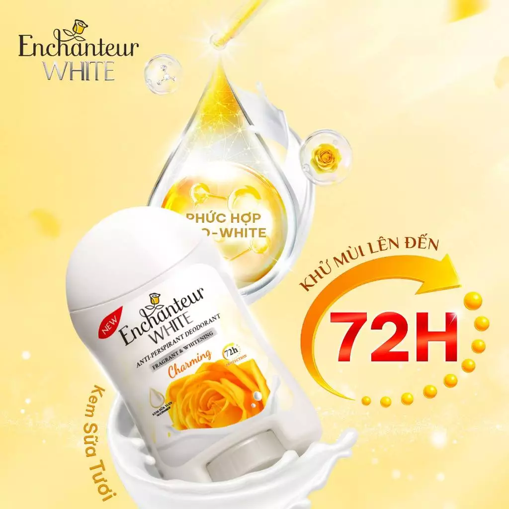  Sáp Khử Mùi Enchanteur Khô Thoáng Dưỡng Trắng từ Niacinamide Hương Nước Hoa Pháp Cao Cấp 40g 