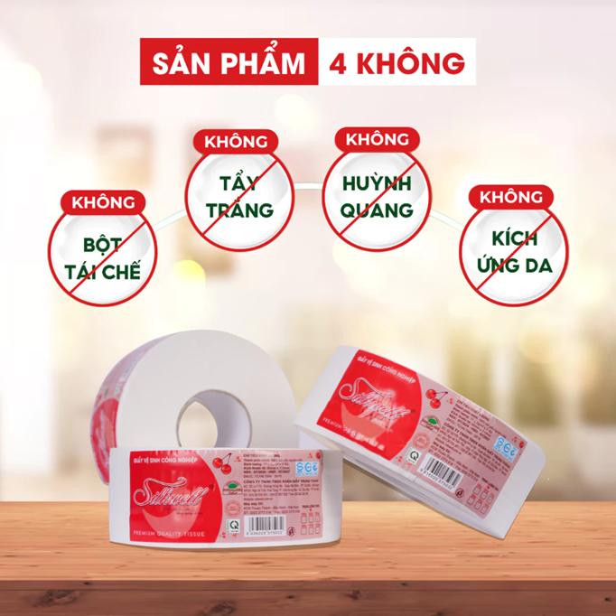  Giấy vệ sinh cuộn lớn công nghiệp Silkwell 700g 2 lớp mềm mịn chính hãng 