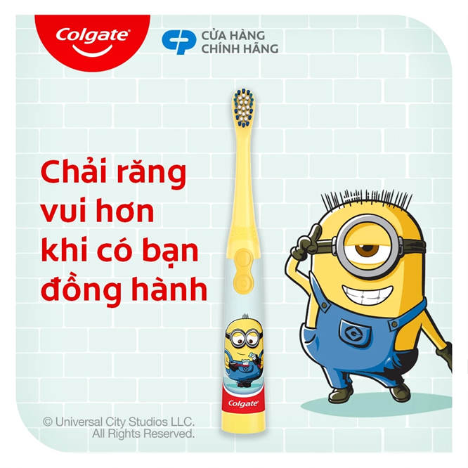  Bàn chải đánh răng điện Colgate Sonic Minion dành cho bé công nghệ sóng âm 