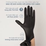  Găng tay y tế không bột nitrile màu đen IMED 3.5g hộp 100 chiếc 