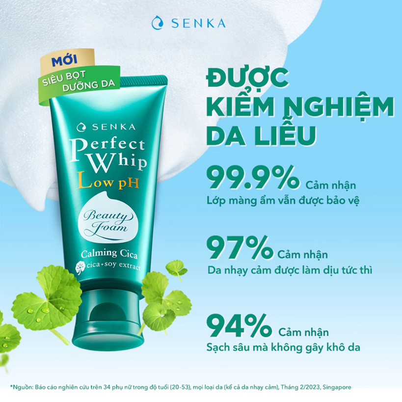  Sữa Rửa Mặt Rau Má Lành Tính SENKA PERFECT WHIP LOW pH CALMING CICA 120 g 