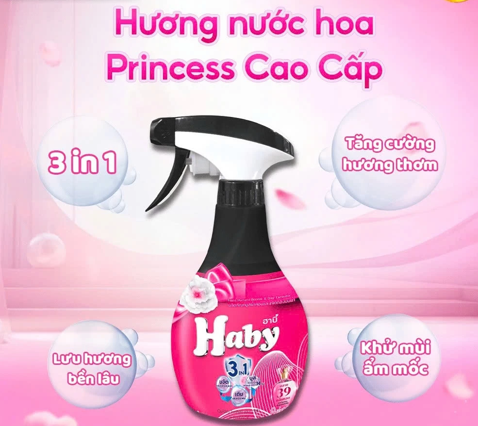  Xịt Vải & Khử Mùi 350ml HABY – Hương Thơm Tươi Mát, Lưu Hương Lâu, Khử Mùi Cực Hiệu Quả 
