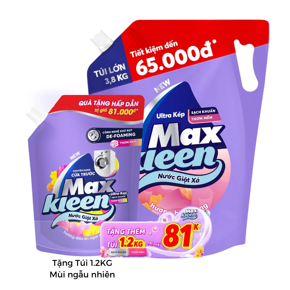  Túi Nước Giặt Xả MaxKleen 3.8kg/ 3.6kg + Túi Nước Giặt Xả 1.2kg Mùi ngẫu nhiên 