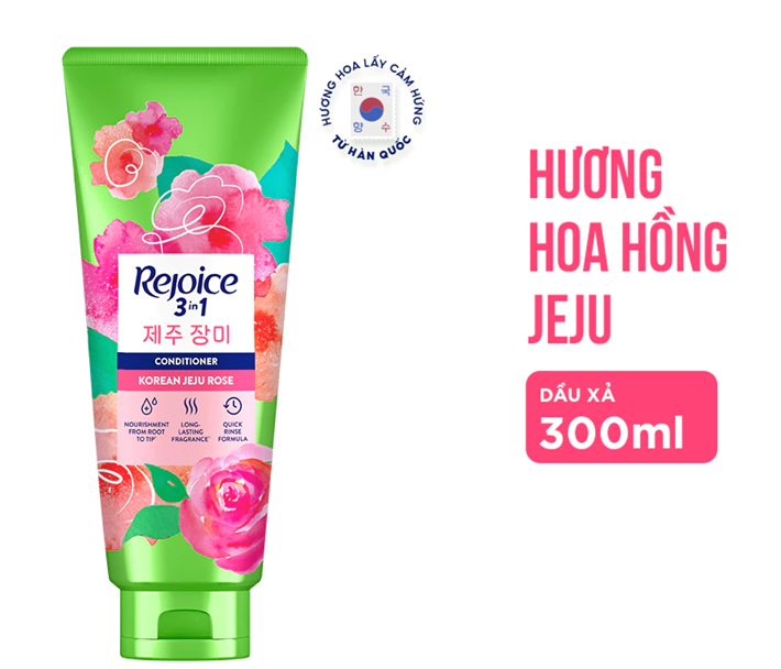  Kem Xả Tóc REJOICE 3 Trong 1 Với Dưỡng Chất Từ Tinh Dầu Argan Siêu Mềm Mượt /Hoa Hồng JeJu/ Lavender 300 ml 